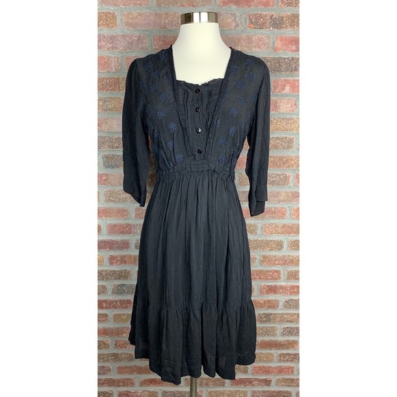 Johnny Was Dresses & Skirts - Johnny Was Black Floral Embroidered Dress, Sz S